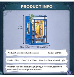 CuteBee - Maquette Book Nook Literature Bookstore 17 x 12 cm