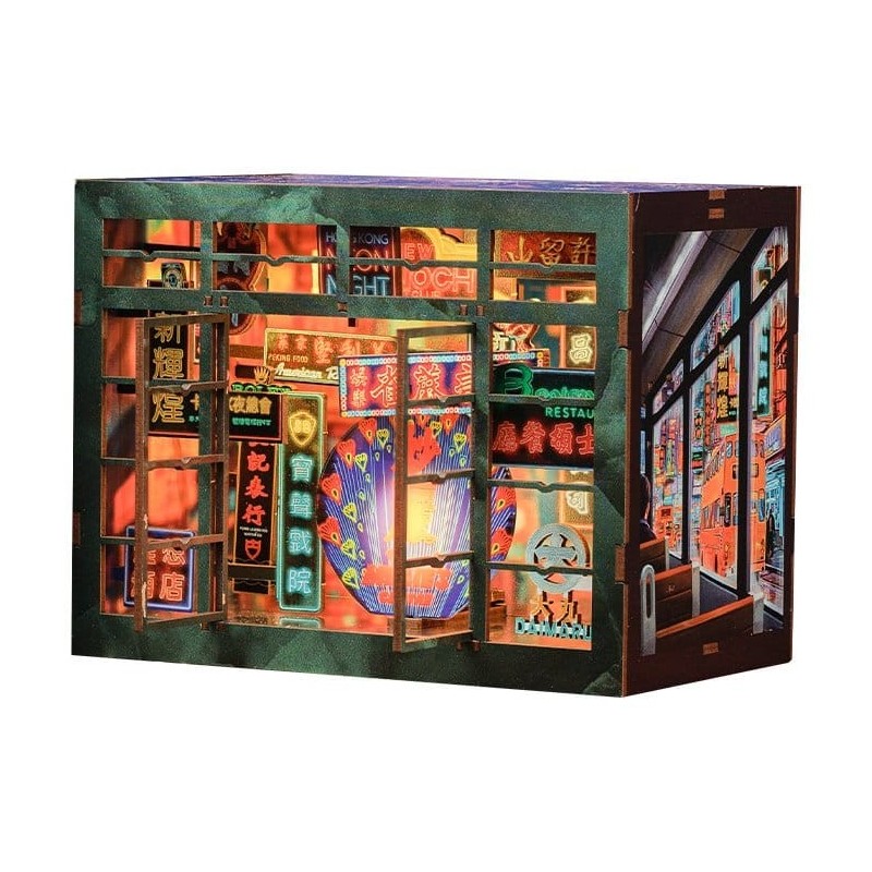 CuteBee - Maquette Book Nook Hong Kong Neon Light 13 x 17 cm