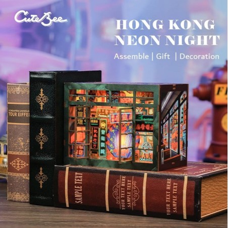 CuteBee - Maquette Book Nook Hong Kong Neon Light 13 x 17 cm