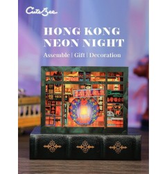 CuteBee - Maquette Book Nook Hong Kong Neon Light 13 x 17 cm