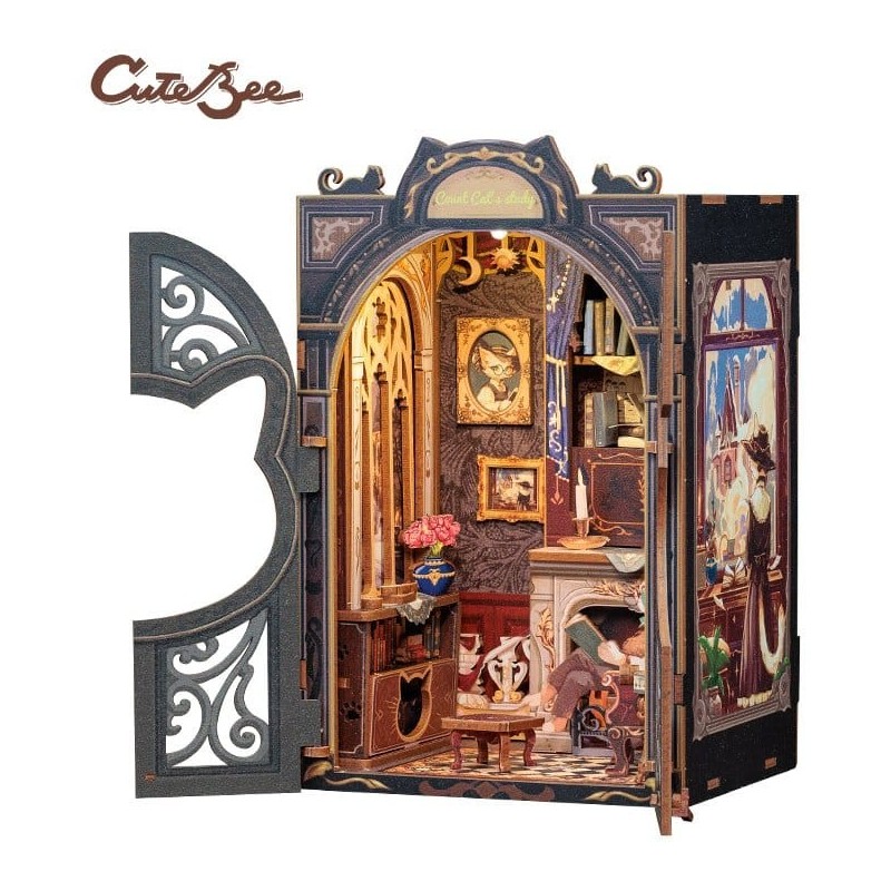 CuteBee - Maquette Book Nook Count Cat's Study 17 x 12 cm