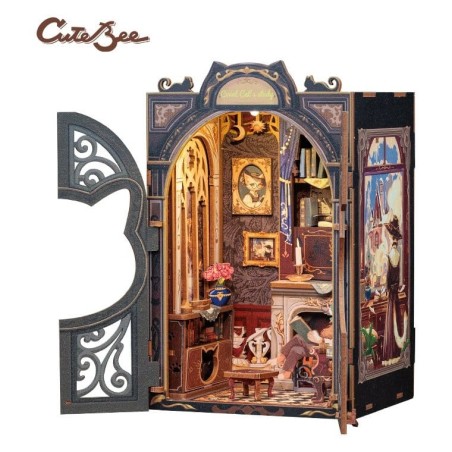 CuteBee - Maquette Book Nook Count Cat's Study 17 x 12 cm