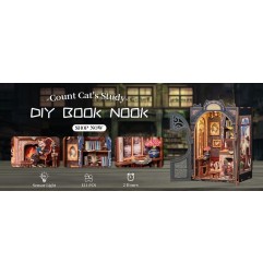 CuteBee - Maquette Book Nook Count Cat's Study 17 x 12 cm