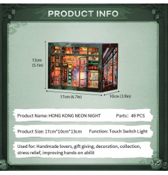 CuteBee - Maquette Book Nook Hong Kong Neon Light 13 x 17 cm