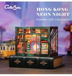 CuteBee - Maquette Book Nook Hong Kong Neon Light 13 x 17 cm