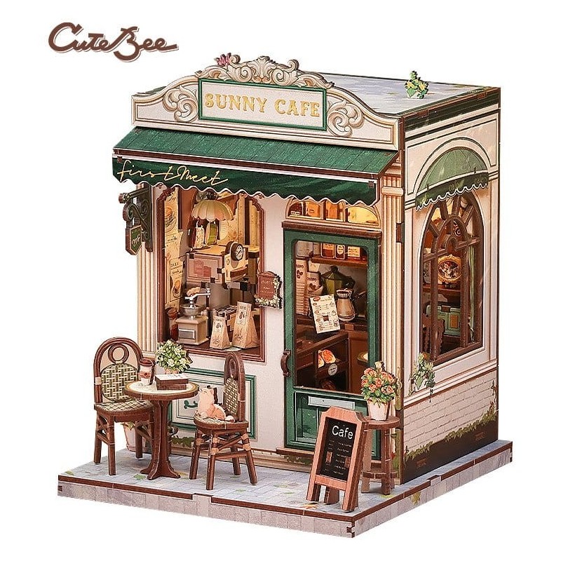 CuteBee - Maquette Miniature House Sunny Cafe 20 x 16 cm