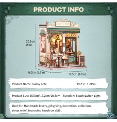 CuteBee - Maquette Miniature House Sunny Cafe 20 x 16 cm