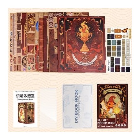 CuteBee - Maquette Book Nook Flame Common Room 23 x 11 cm