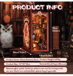 CuteBee - Maquette Book Nook Flame Common Room 23 x 11 cm