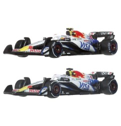 Hot Wheels - Pack de 2 véhicules Formule 1 Hot Wheels Premium Die-Cast 1:64 Team Visa Cash App Racing Bulls