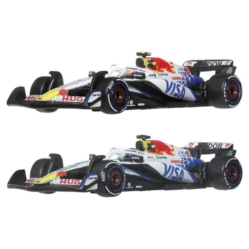 Hot Wheels - Pack de 2 véhicules Formule 1 Hot Wheels Premium Die-Cast 1:64 Team Visa Cash App Racing Bulls