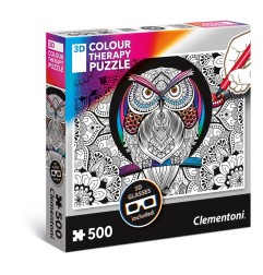 Autre - Clementoni 3D Colour Therapy puzzle Chouette (500 pièces)