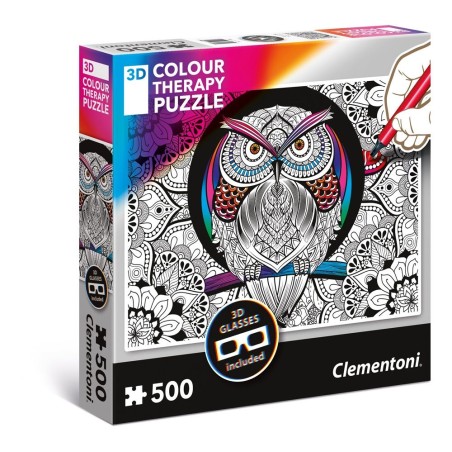 Autre - Clementoni 3D Colour Therapy puzzle Chouette (500 pièces)