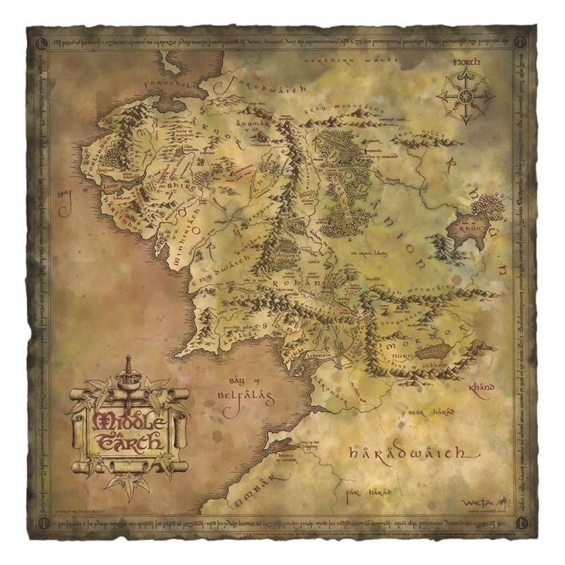 Le Seigneur des Anneaux - Impression Art Print Parchment Map of Middle-earth 59 x 30 cm