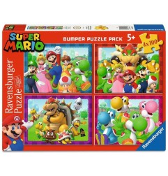 Super Mario - Pack 4 puzzles C'est l'heure de Mario ! (4x100 pièces)