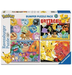 Pokémon - Pack 4 puzzles Copains  (4x100 pièces)