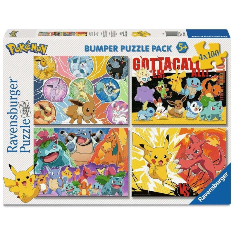 Pokémon - Pack 4 puzzles Copains  (4x100 pièces)