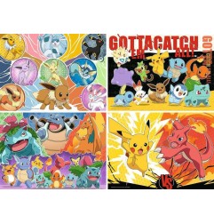 Pokémon - Pack 4 puzzles Copains  (4x100 pièces)