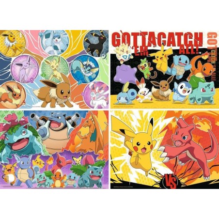 Pokémon - Pack 4 puzzles Copains  (4x100 pièces)