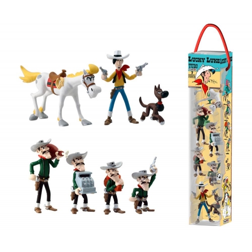 Lucky Luke - Tubo 7 figurines personnages Lucky Luke 4 à 10 cm