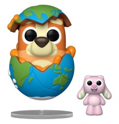 Bluey - Figurine POP! & Buddy C'est l'heure de dormir avec Floppy Lapin 9 cm