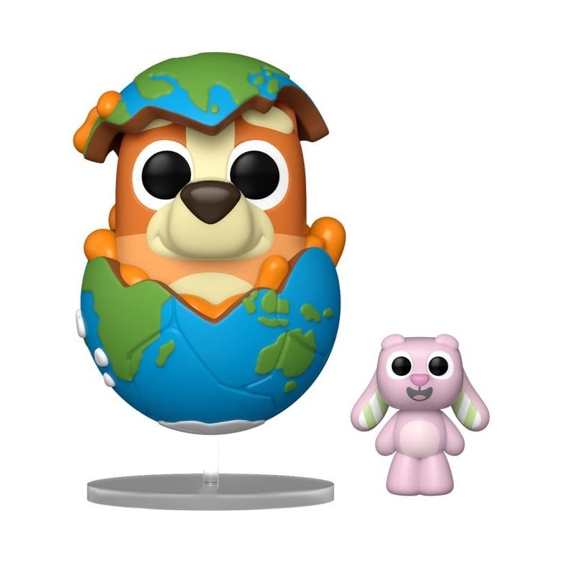 Bluey - Figurine POP! & Buddy C'est l'heure de dormir avec Floppy Lapin 9 cm