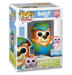 Bluey - Figurine POP! & Buddy C'est l'heure de dormir avec Floppy Lapin 9 cm