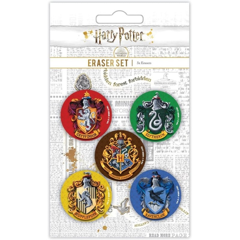 Harry Potter - Pack 5 gommes Blasons de Poudlard