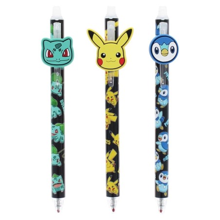 Pokémon - Lot de 3 Stylos à bille effaçables à encre gel Pokémon
