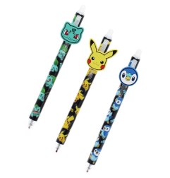 Pokémon - Lot de 3 Stylos à bille effaçables à encre gel Pokémon