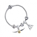 Harry Potter - Bracelet pour breloques plaqué argent Charm Set Deathly Hallows/Snitch/3 Spell Beads