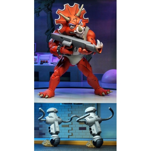Les Tortues ninja - Pack 3 figurines Triceraton Infantryman & Roadkill Rodney 18 cm