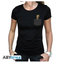 Marvel - Tshirt Pocket Groot femme MC black - basic