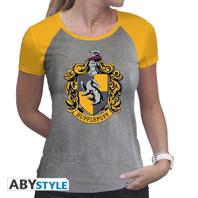 Harry Potter - Tshirt Poufsouffle femme MC gris & jaune - premium