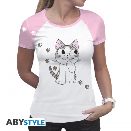 Chi - T-shirt femme Chi gourmande blanc & rose - premium