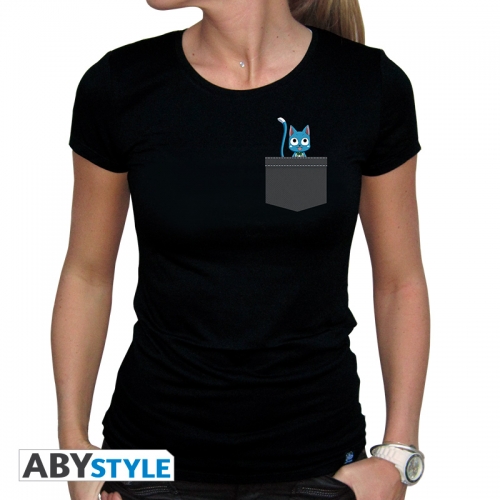 Fairy Tail - T-shirt femme Pocket Happy noir