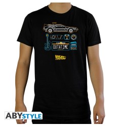 Retour Vers Le Futur - Tshirt DeLorean homme MC noir  - basic