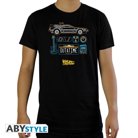 Retour Vers Le Futur - Tshirt DeLorean homme MC noir  - basic