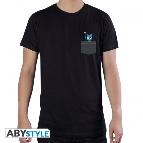 Fairy Tail - T-shirt Pocket Happy noir