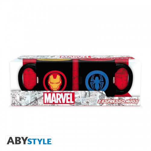 Marvel - Set 2 mugs à espresso Iron Man et Spider-Man