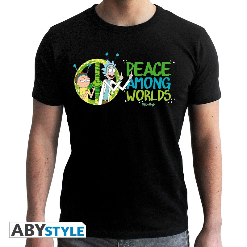 Rick And Morty - Tshirt Peace Among Worlds homme MC black- new fit