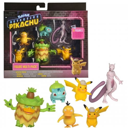 Detective Pikachu - Pack de 6 figurines 3 à 8 cm