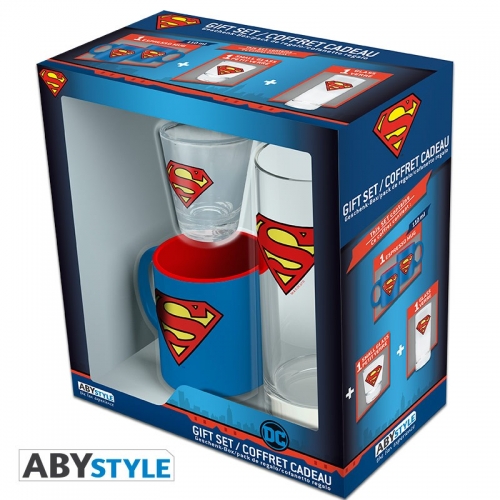 DC Comics - Pack Verre 29cl + Shooter + Mini Mug Superman