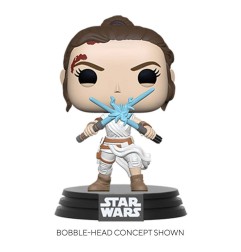 Star Wars - Episode IX POP! Movies Vinyl Figurine Rey w/2 Light Sabers 9 cm