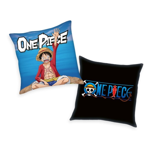 One Piece - Oreiller Logo & Monkey D. Luffy 40 x 40 cm