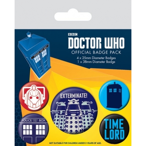 Doctor Who - Pack 5 badges Exterminate