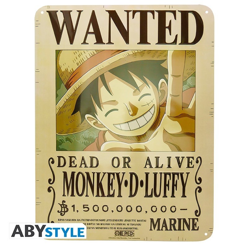 One Piece - Plaque metal Luffy Wanted New World (28x38)