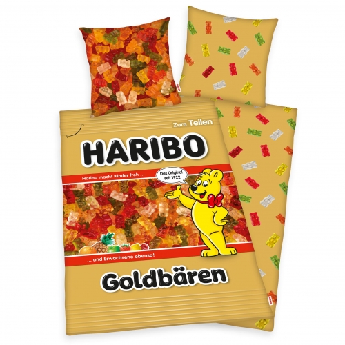 Haribo - Parure de lit oursons d'or 135 x 200 cm / 80 x 80 cm