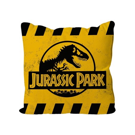 Jurassic Park - Oreiller Caution Yellow Logo 40 x 40 cm